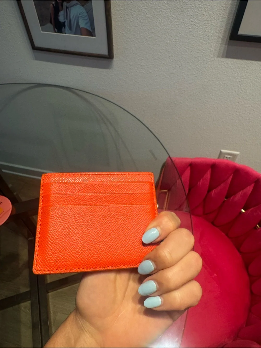 Furla Bright Orange Saffiano Leather Card Case